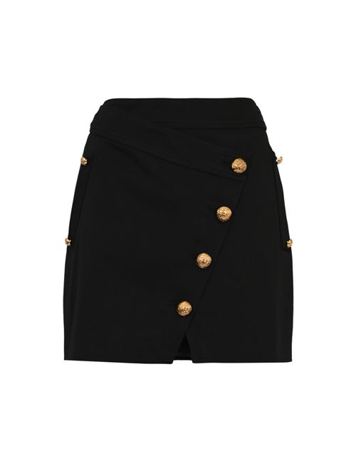 Minigonna in gabardina di cotone con bottoni gioiello Nero Elisabetta Franchi | GO14161E2110